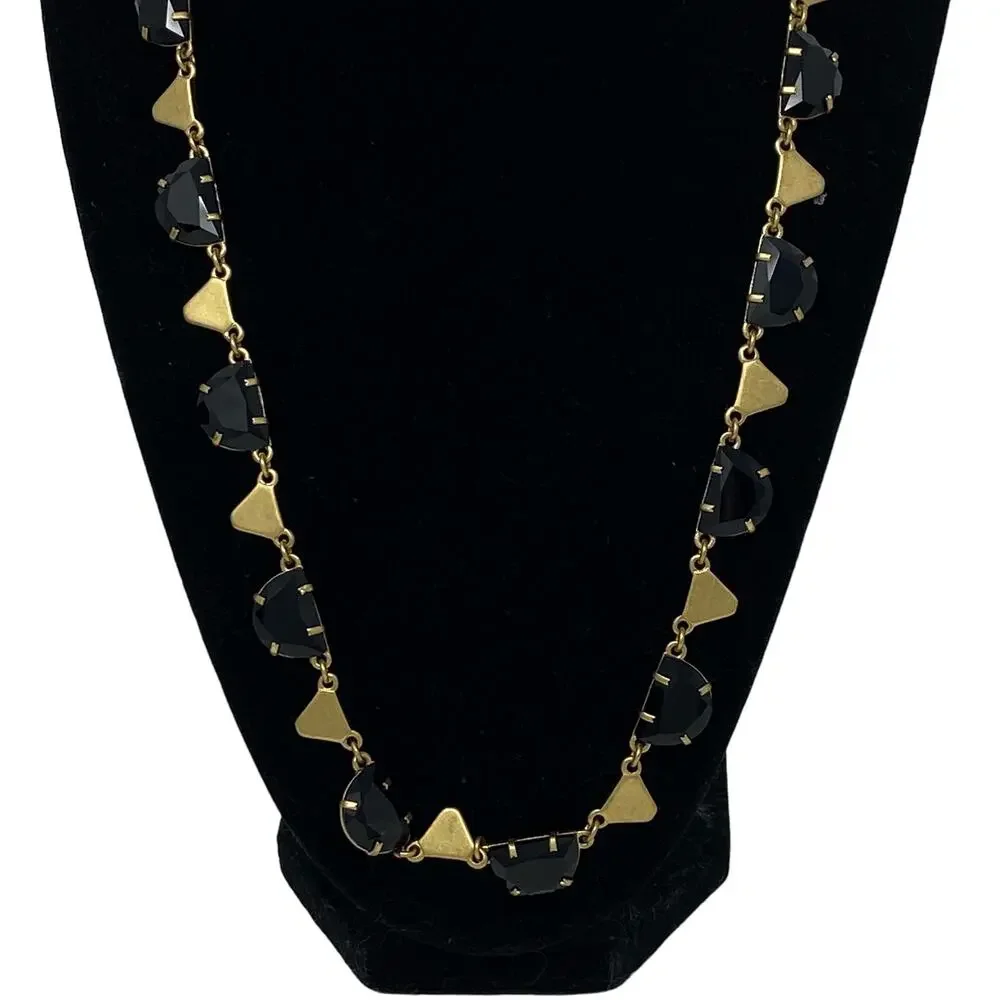 Madewell Woman's Black Gold Triangle Necklace Fashion Jewelry 21" - Picture 7 of 8